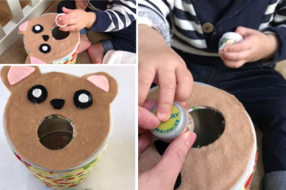 ミルク缶でポットン落としが作れる！赤ちゃんが楽しめる手作り知育玩具 | 子供と一緒に「作る・遊ぶ」を楽しく体験！ツクマナKIDS